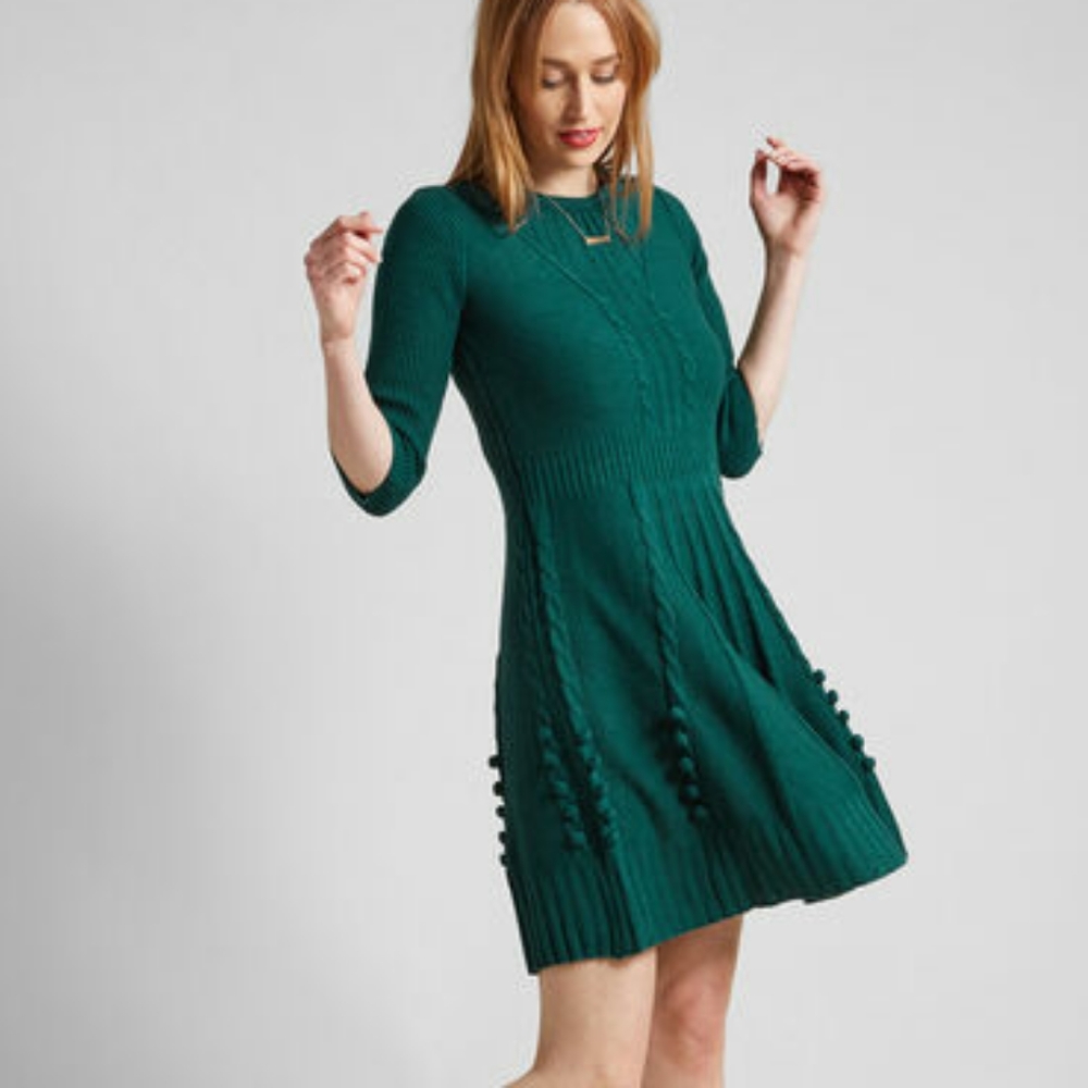 Modcloth Warm Cider sweater dress in Green